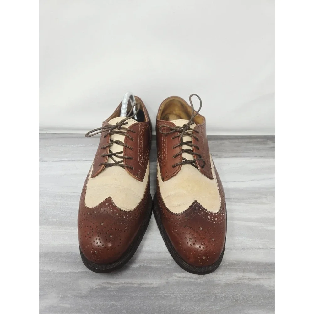 Vintage Cole Haan Wingtip Oxford Spectator Flex Comfort 2 Tone Dress Shoes 8.5 D
